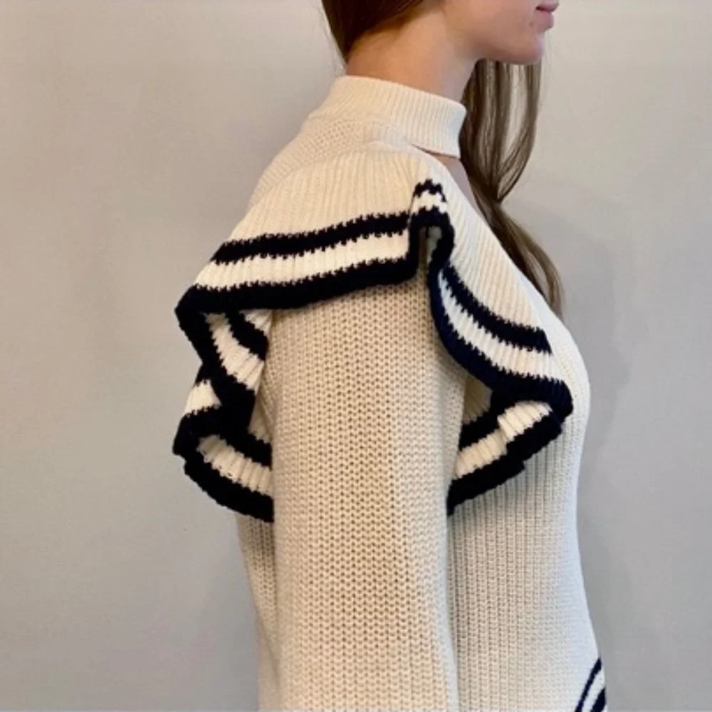 Self-Portrait Ivory Wool Blend Sweater  M New - Picture 3 of 10